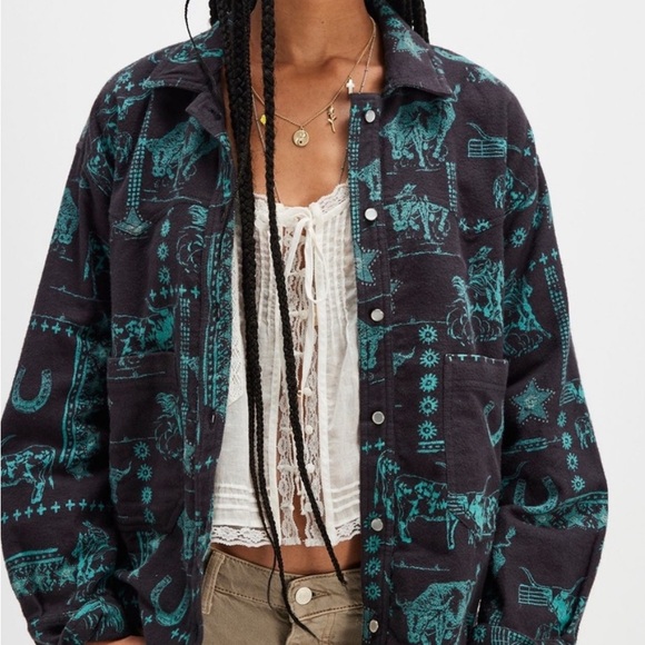 Free People Tops - NWT Free People We The Free Calico Flannel Shirt Size S